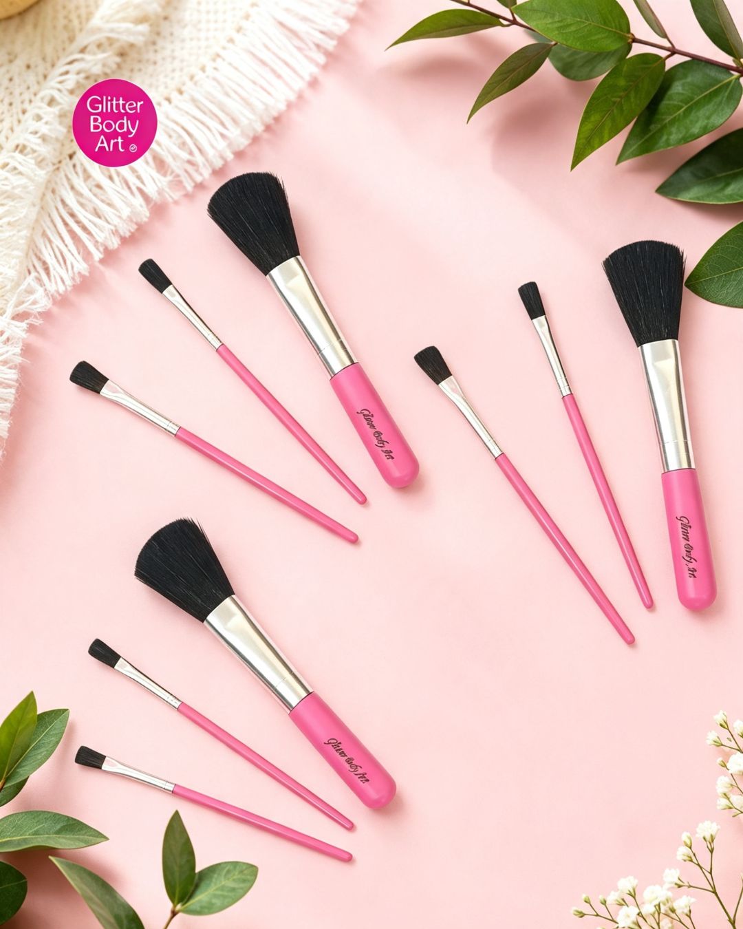 Pink Glitter Tattoo Brush Sets x 3