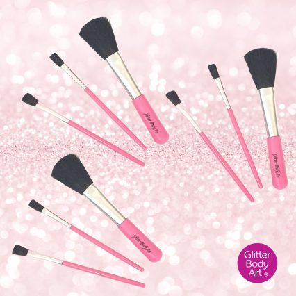 glitter tattoo brush set, pink makeup brushes,