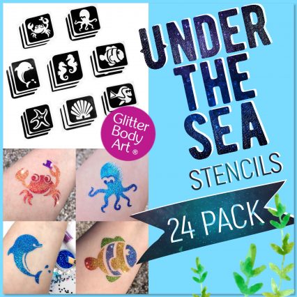 Under the sea temporary tattoo stencil pack
