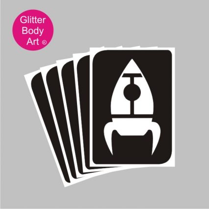 space rocket, spaceship stencil for temporary tattoos at space parties