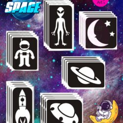 Space Stencil Temporary Tattoo 24 Pack