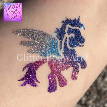 My little pony with wing temporary tattoo for girl birthday party glitter tattoos