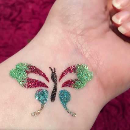 pretty butterfly glitter tattoo, temporary tattoos for kids