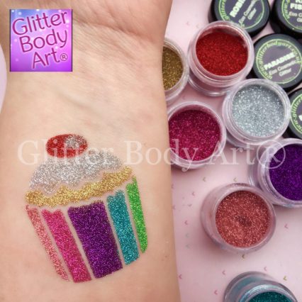 rainbow glittered cupcake temporary tattoo