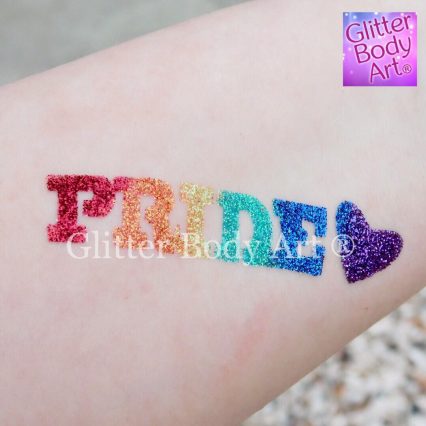 Pride rainbow temporary tattoo for Gay Pride glitter tattoos