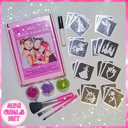 Girls pretty glitter tattoo kit to make sparkly temporary tattoos