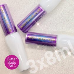 pack of 3 body glue in container with sponge applicator, glitter tattoo glue, body adhesive for glitter, prosthetics glue