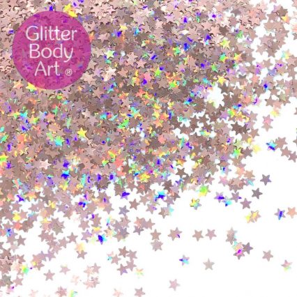 Orange cosmetic face and body chunky glitter stars for festival makeup