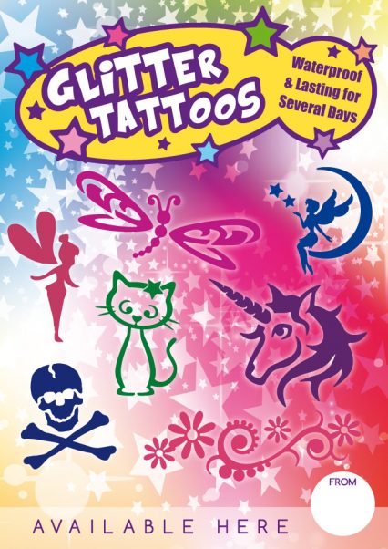 glitter tattoo advertising poster
