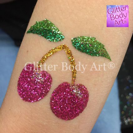 Cherry glitter tattoo stencil, cherry temporary tattoos for kids