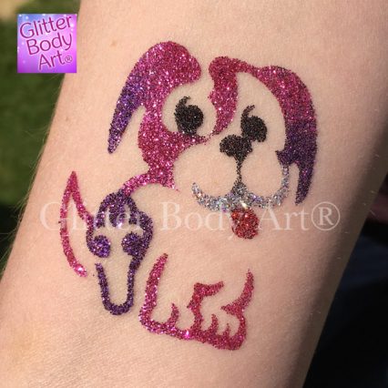 puppy dog temporary tattoo stencil for making glitter tattoos