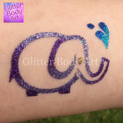 elephant temporary tattoo stencil, jungle party glitter tattoos