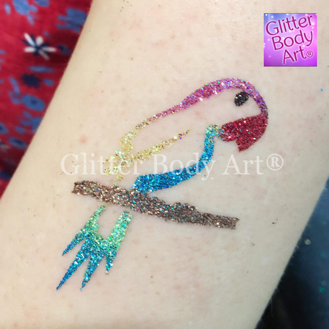 parrot glitter tattoo stencil