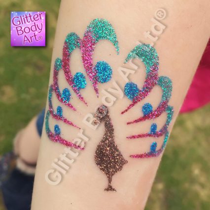 peacock glitter tattoo stencil