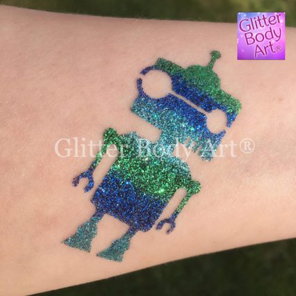 robot temporary tattoo stencil - boys glitter tattoo party
