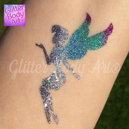 fairy temporary tattoo stencil for sparkly glitter tattoo, girls fairy party