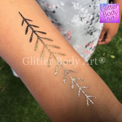 fern temporary tattoo stencil, elegant fern glitter tattoo stencil