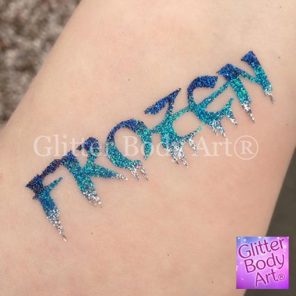 Frozen wordart glitter tattoo stencil