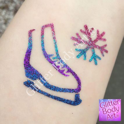ice skate with snowflake temporary tattoo stencil