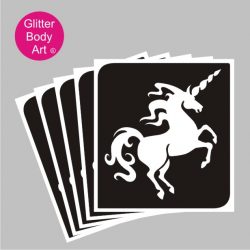 beautiful uncorn raising up on back legs, unicorn temporary tattoos for kids stencil