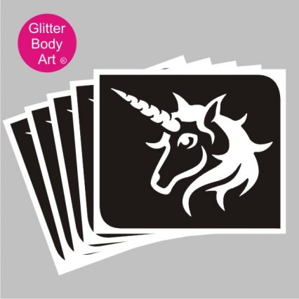 beuatiful unicorn head temporary tattoo stencil