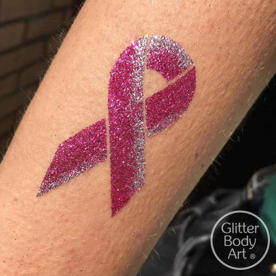 cancer ribbon temporary tattoo stencil, glitter tattoos for kids