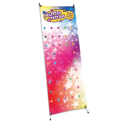 advertising banner, banner and stand, glitter tattoo banner, birthday party banner, advertising banner, glitter tattoo poster, tattoo display,