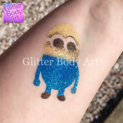 Minion temporary tattoo stencil, boys glitter tattoos