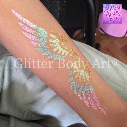 angel wing glitter tattoo - temporary tattoo stencil