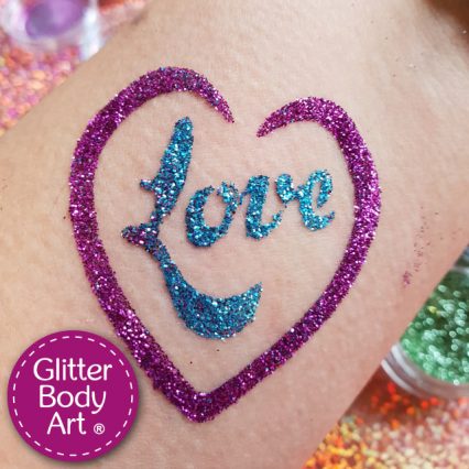 Love heart temporary tattoo stencil for love glitter tattoos