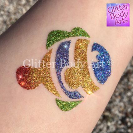 Clown fish temporary tattoo stencil, Finding Nemo glitter tattoo