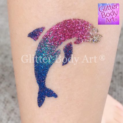 dolphin temporary tattoo stencil, under the sea birthday party theme glitter tattoos