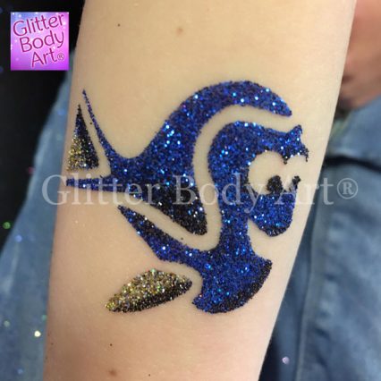 Finding Nemo Dory temporary tattoo stencils for Under the Sea themed glitter tattoos