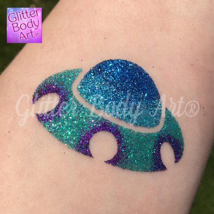 flying saucer, ufo temporary tattoo stencil for space glitter tattoos