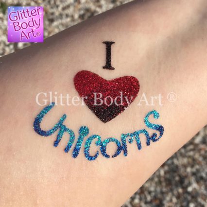 I love unicorns temporary tattoos for kids, unicorn party glitter tattoo