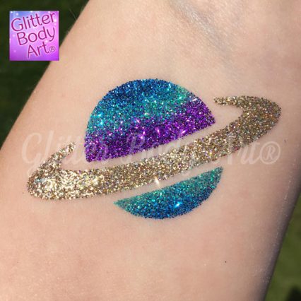 saturn planet temporary tattoo stencil for space party glitter tattoos