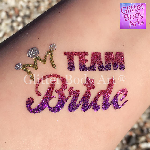 Team Bride temporary tattoo stencil for hen party glitter tattoos