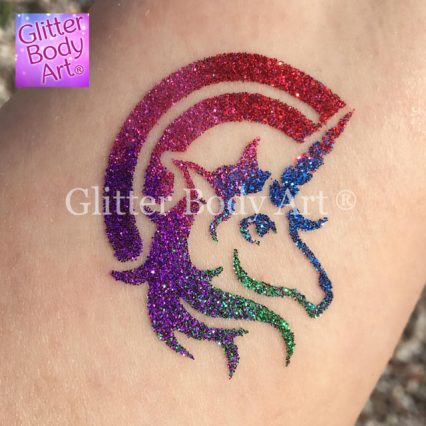 Uniciorn temporary tattoo stencil, unciorn rainbow glitter tattoos