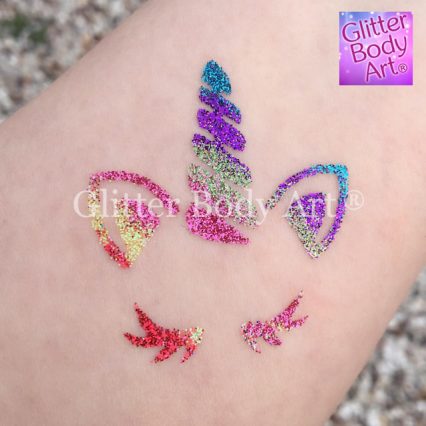unicorn with lashes temporary tattoo stencil for unicorn party glitter tattoos