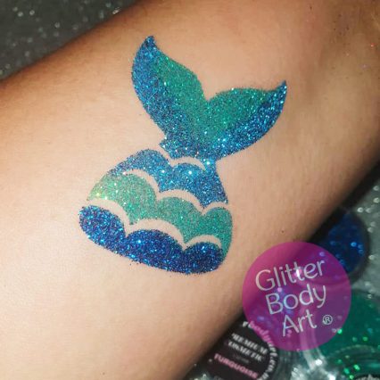 mermaid tale glitter tattoo, mermaid party temporary tattoo stencils