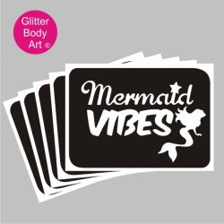 mermaid vibes word art with cute mini mermaid temporary tattoo stencil
