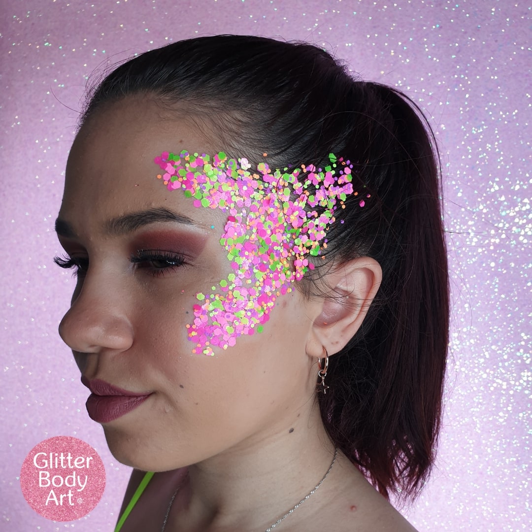 Chunky Glitter Makeup for Festivals and Events