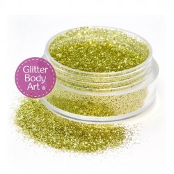 Gold face & body glitter jar of loose glitter for applications of makeup and glitter tattoos