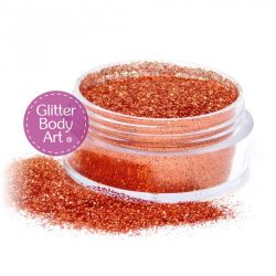 golden orange face & body glitter jar of loose glitter for use in makeup and glitter tattoos