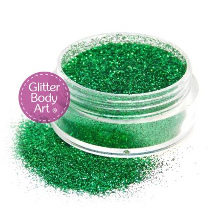 grass green face & body glitter jar of loose green cosmetic glitter for makeup and glitter tattoos