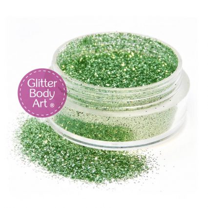 light green face & body glitter jar of loose glitter for makeup and glitter tattoos