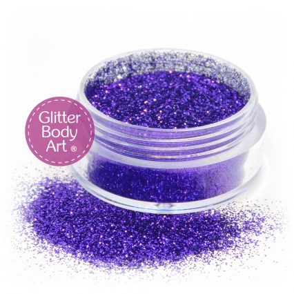 puprle face and body glitter jar of loose glitter for makeup and glitter tattoos
