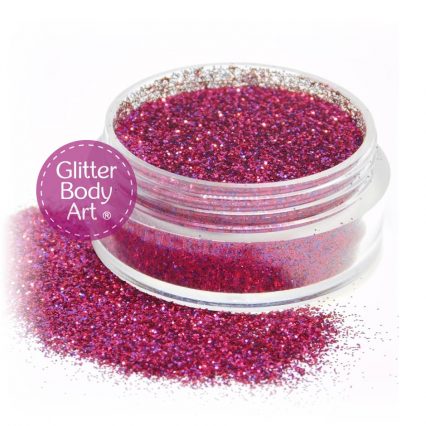 Rose pink face and body glitter jar of loose cosmetic pink glitter