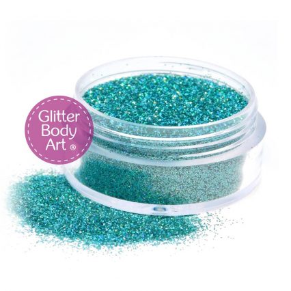 green face and body glitter makeup jar of loose glitter for makeup and glitter tattoos