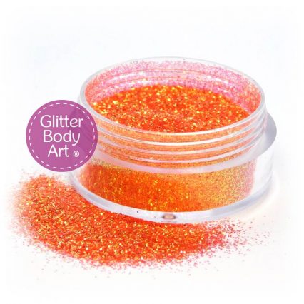 Tangerine orange face and body glitter makeup jar of loose glitter